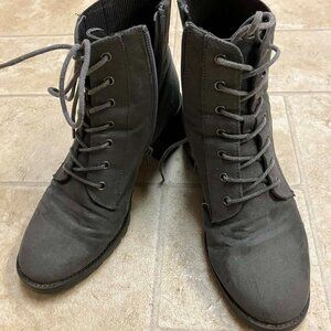 Suede, Gray Ankle Boots, Size 7.5